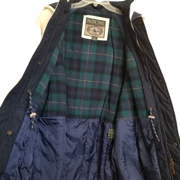 Women's Cold Weather Hooded Coat by Pacific Trail, Plaid Lined Zip and Snap Up - Picture 4 of 12